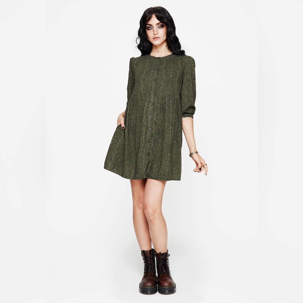 NWT Disturbia Francesca Dragon Printed Button Up Smock Mini Dress US 14 / UK 18 - Picture 6 of 6